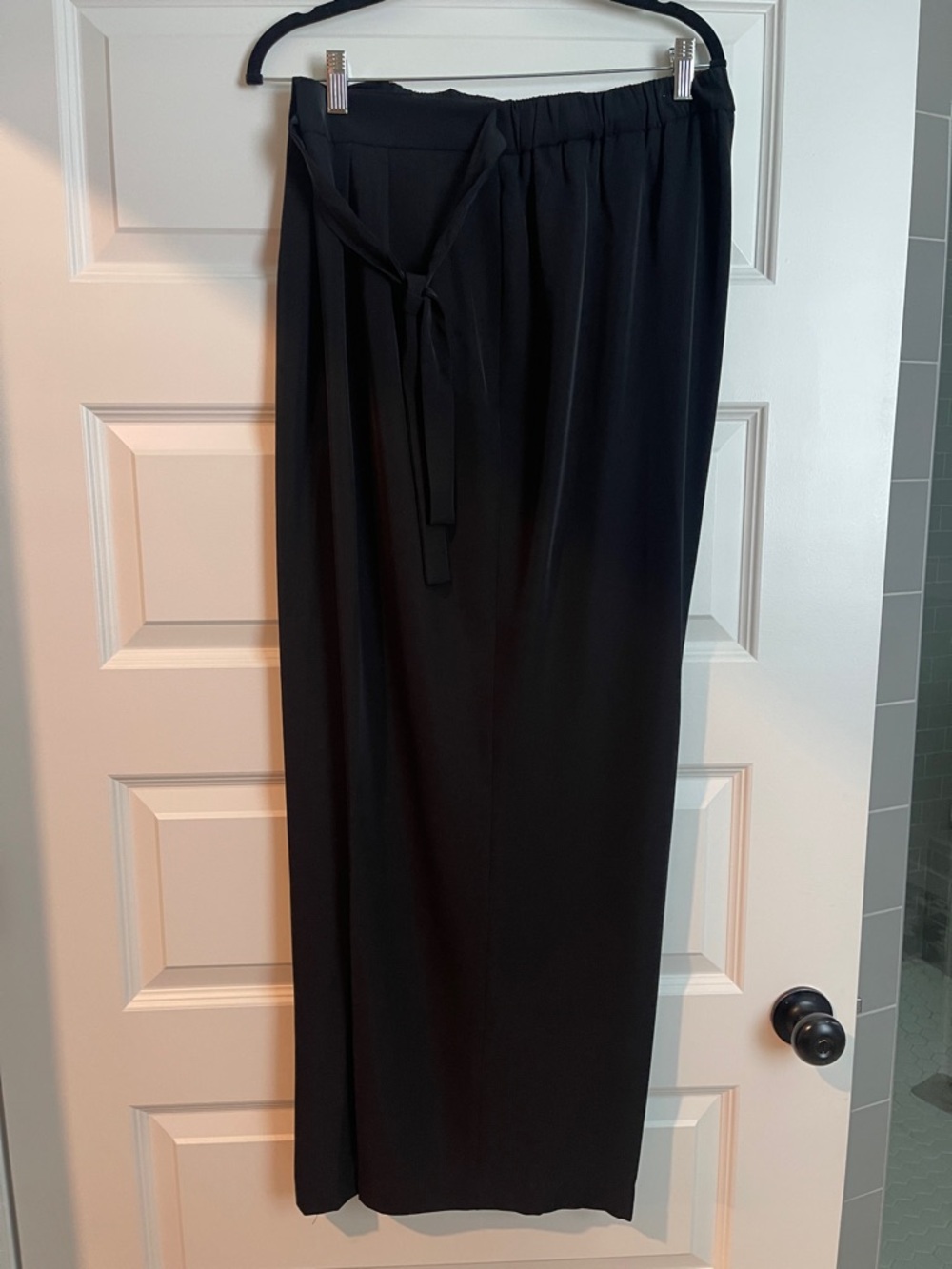 The Limited Black Elastic-Waist Maxi wide leg pants